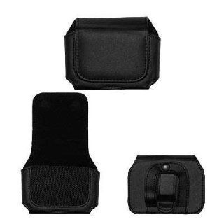 Executive Black Horizontal Leather Side Case Pouch with Belt Clip and Belt Loops for LG Lotus Elite LX610 Cell Phones & Accessories