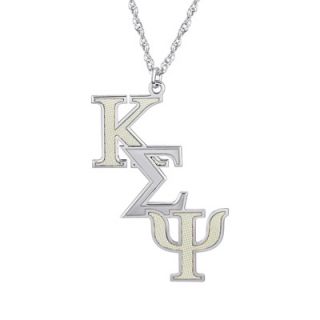 Personalized Diagonal Fraternity Pendant in Sterling Silver (3 Symbols