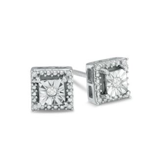 Diamond Accent Square Stud Earrings in Sterling Silver   Zales