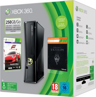 Xbox 360 250GB Holiday Bundle (Includes Forza 4 Essentials Edition, Skyrim Live DLC, 1 Month Xbox Live)      Games Consoles