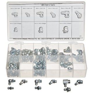 Precision Brand 95 Piece Metric Grease Fitting Assortment Worm Gear Hose Clamps
