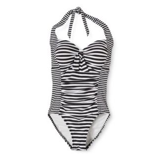 Womens Stripe 1 Piece Swimsuit  Black M