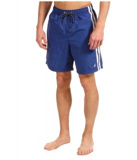 Nautica Anchor Solid Side Stripe Swim Short Mens Swimwear (Blue)