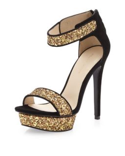 Ardina Brass Glitter Sandal, Brass/Black   Pelle Moda
