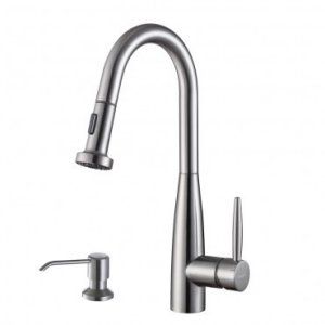 Ruvati RVF1229K1ST Stainless Steel Turino Pullout Spray Kitchen Faucet with Soap