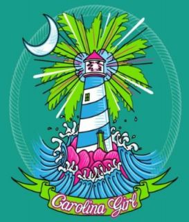 Palmetto Treasures Palm Carolina Girl Lighthouse T Shirt Jade Size Small Clothing