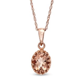Oval Simulated Morganite Doublet Crown Pendant in Sterling Silver with