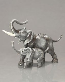 Rosie & Alice Elephant Figurines   Jay Strongwater