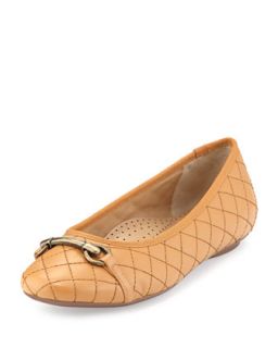 Suzy Quilted Nappa Ballet Flat, Camel