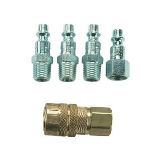 Milton M-Style Air Coupler and Plug Set — 1/4in. NPT, 5-Pcs., Model# S-211  Air Couplers   Plugs