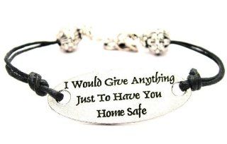 I Would Give Anything Just to Have You Home Safe Black Cord Connecter Pewter Beaded Bracelet Charm Bracelets Jewelry