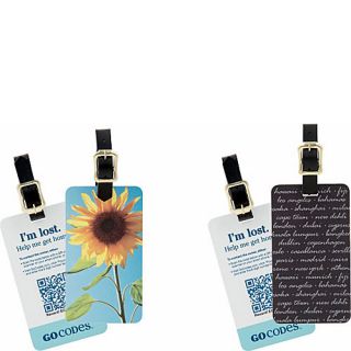 GoCodes Smart QR Code Luggage Tags for Couples (His & Hers)   Sunflowers and Cities (2 Tags)