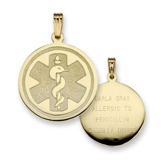22mm Medical Notification Charm Pendant in 10K gold (4 Lines)   Zales