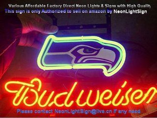 New NFL Seattle Seahawks Football Beer Bar Real Glass Tube Budweiser Real Neon Sign Glass Tube Light Christmas Gift    