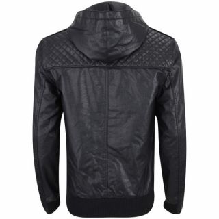 Ecko Mens Coco Quilted Leather Look Jacket   Black      Clothing