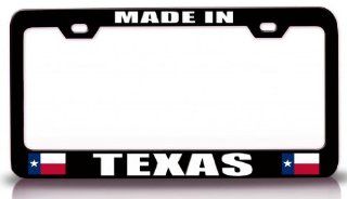MADE IN TEXAS w/Flag State Flag Steel Metal License Plate Frame Bl # 57 Automotive