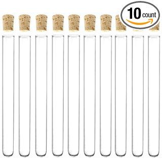 10 Pack   6 inch, 16x150mm Glass Test Tubes with Cork Stoppers Science Lab Test Tubes