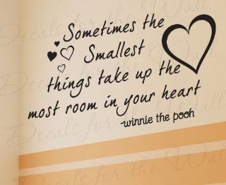 Sometimes the Smallest Things Take Up Most Room in Your Heart   Winnie the Pooh, Christopher Robin, Girl's or Boy's Room Kids Baby Nursery   Vinyl Quote Design Saying, Large Wall Decal, Lettering Decoration, Sticker Decor Art Mural   Home Decor Pro