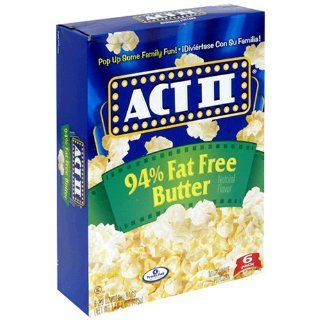 ACT II Popcorn, 94% Fat Free Butter Flavored, 6 Count Boxes (Pack of 6)  Microwave Popcorn  Grocery & Gourmet Food