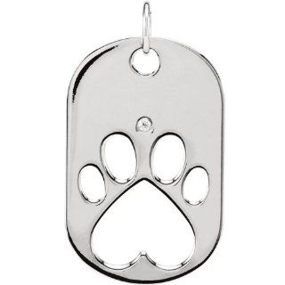 14K White Gold Our Cause for Paws Dog Tag Necklace or Pendant Jewelry