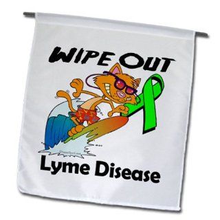 3dRose fl_115187_1 Wipe Out Lyme Disease Awareness Ribbon Cause Design Garden Flag, 12 by 18 Inch  Outdoor Flags  Patio, Lawn & Garden