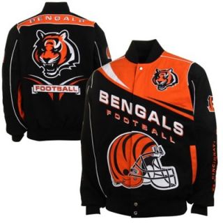 Cincinnati Bengals Kick Off Full Zip Twill Jacket   Black/Orange