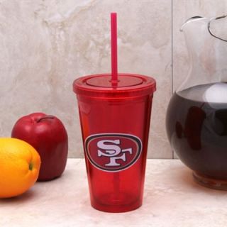 San Francisco 49ers Sip N Go 16oz. Color Tumbler with Lid and Straw   Scarlet