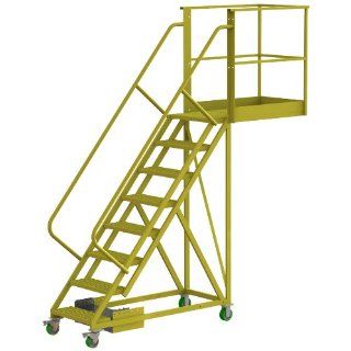 Tri Arc UCU500840242 U Design Unsupported 8 Step 40 Inch Cantilever Industrial & Warehouse Rolling Ladder with Grip Strut Tread Stepladders