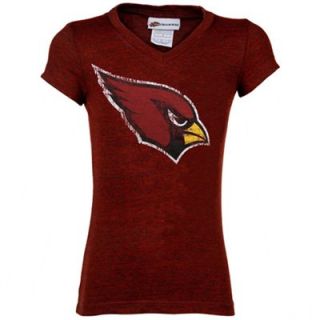 Arizona Cardinals Ladies Heather V Neck Tri Blend T Shirt   Cardinal