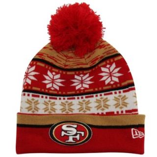 New Era San Francisco 49ers Pom Blizz Cuffed Knit Hat   Scarlet