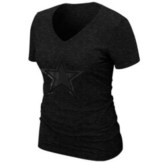 Dallas Cowboys Ladies Dark Star Tri Blend V Neck T Shirt   Heather Black