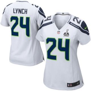 Nike Marshawn Lynch Seattle Seahawks Ladies Super Bowl XLVIII Game Jersey   White