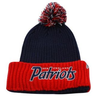 47 Brand New England Patriots Step Back Knit Cuffed Beanie   Navy Blue/Red