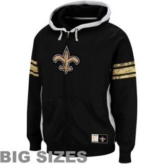 New Orleans Saints Big Sizes Front Logo Full Zip Hoodie   Black