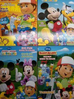 Disney Mickey Mouse & Handy Manny Clubhouse Set of 4 Different 96 Page Coloring Books Toys & Games