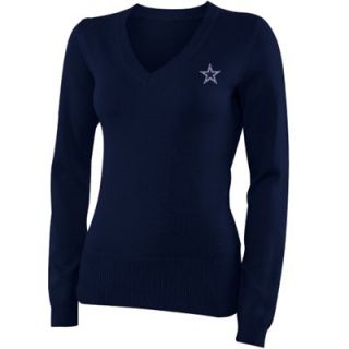Pro Line Dallas Cowboys Ladies Cotton V Neck Sweater   Blue