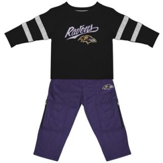 Baltimore Ravens Toddler Long Sleeve T Shirt & Cargo Pants Set   Black/Purple