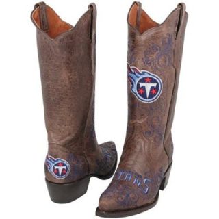 Tennessee Titans Womens Embroidered Cowboy Boots   Brown