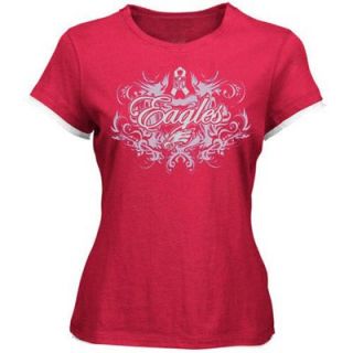 Reebok Philadelphia Eagles Ladies Pink Breast Cancer Awareness Flourish Tissue Premium T Shirt