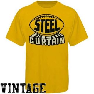 Pittsburgh Steelers Steel Curtain Vintage Premium T shirt   Gold