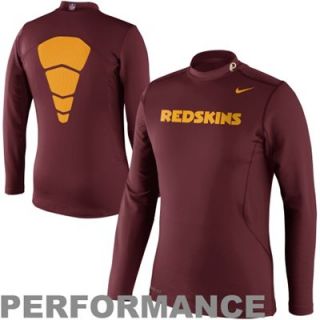 Nike Washington Redskins Hyperwarm Long Sleeve Mock Turtleneck T Shirt   Burgundy
