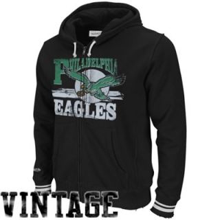 Mitchell & Ness Philadelphia Eagles Start Of Season Vintage Full Zip Hoodie   Black