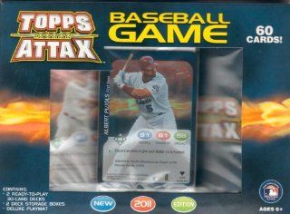 2011 Topps Attax Baseball Factory Sealed 60 Card Game Starter Kit. Each Starter Kit Contains One 29 card Deck "A" Pack Plus One 29 card Deck "B" Pack Plus Two Foil Cards Plus One Toppstown Card Plus One Deluxe Playmat, Rules and Two