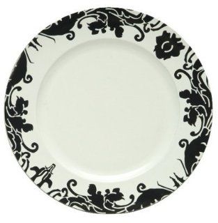 [Box of 24] Black Brocade Charger W White Center Kitchen & Dining