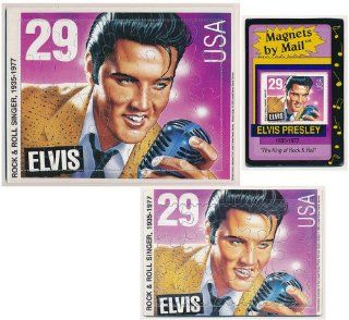 Set of 3 Different Elvis Presley Puzzle and Magnet Post Cards  Blank Postcards 