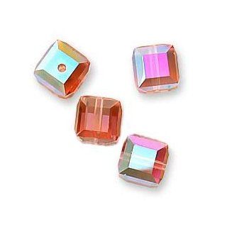 SWAROVSKI ELEMENTS Crystal 5601 6mm Cube Padparadscha AB Beads 4