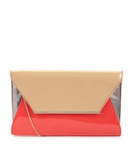 Coral and Cream Envelope Clutch Bag