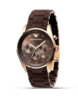 Emporio Armani Brown Rubber and Rose Gold Watch, 43 mm's