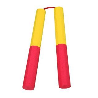 Playwell Dense Foam Octagonal Training Nunchucks   Yellow/Red  Martial Arts Cord Nunchakus  Sports & Outdoors