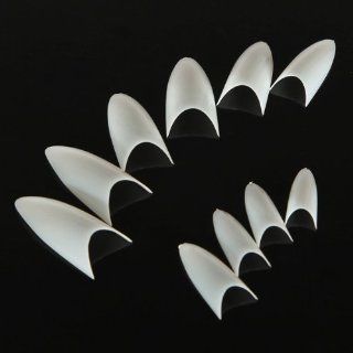 500pcs Milk White False Sharp Ending Stiletto Acrylic Nail Art Design Tips Salon  Nail Tips With Designs  Beauty